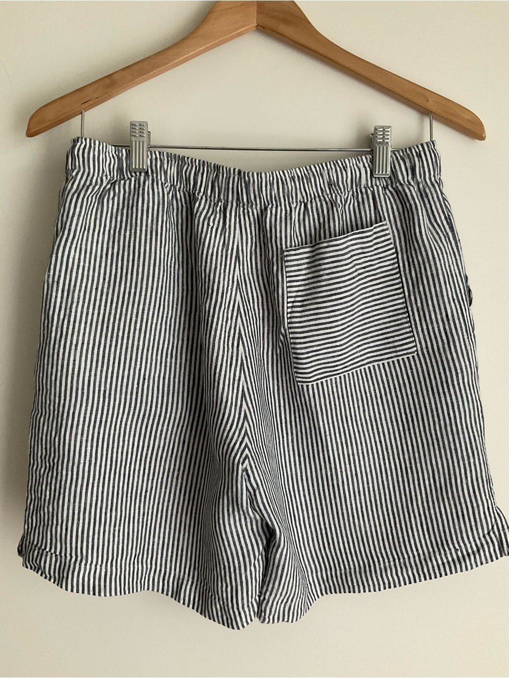 Alex Crane Linen Shorts Striped Drawstring Preppy Quiet Luxury SMALL - Picture 6 of 7